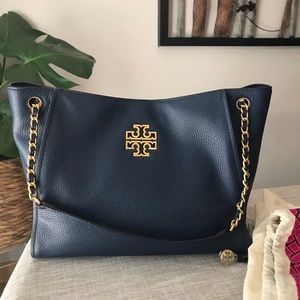 Tory Burch Britten Navy Tote 510$+tax